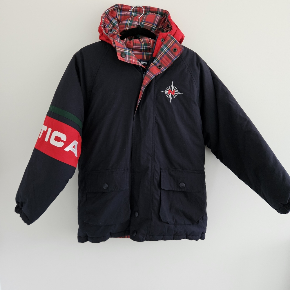 Reversible Nautica Kids Navy Blue Jacket with Red Accents